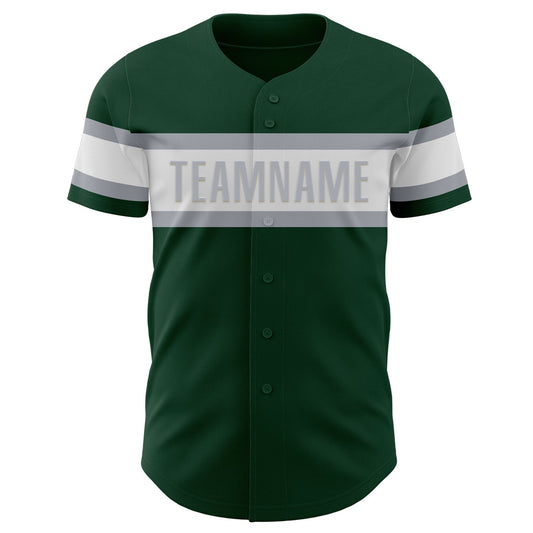Custom Green White-Gray Authentic Baseball Jersey - Sky-Custom