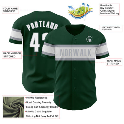 Custom Green White-Gray Authentic Baseball Jersey - Sky-Custom