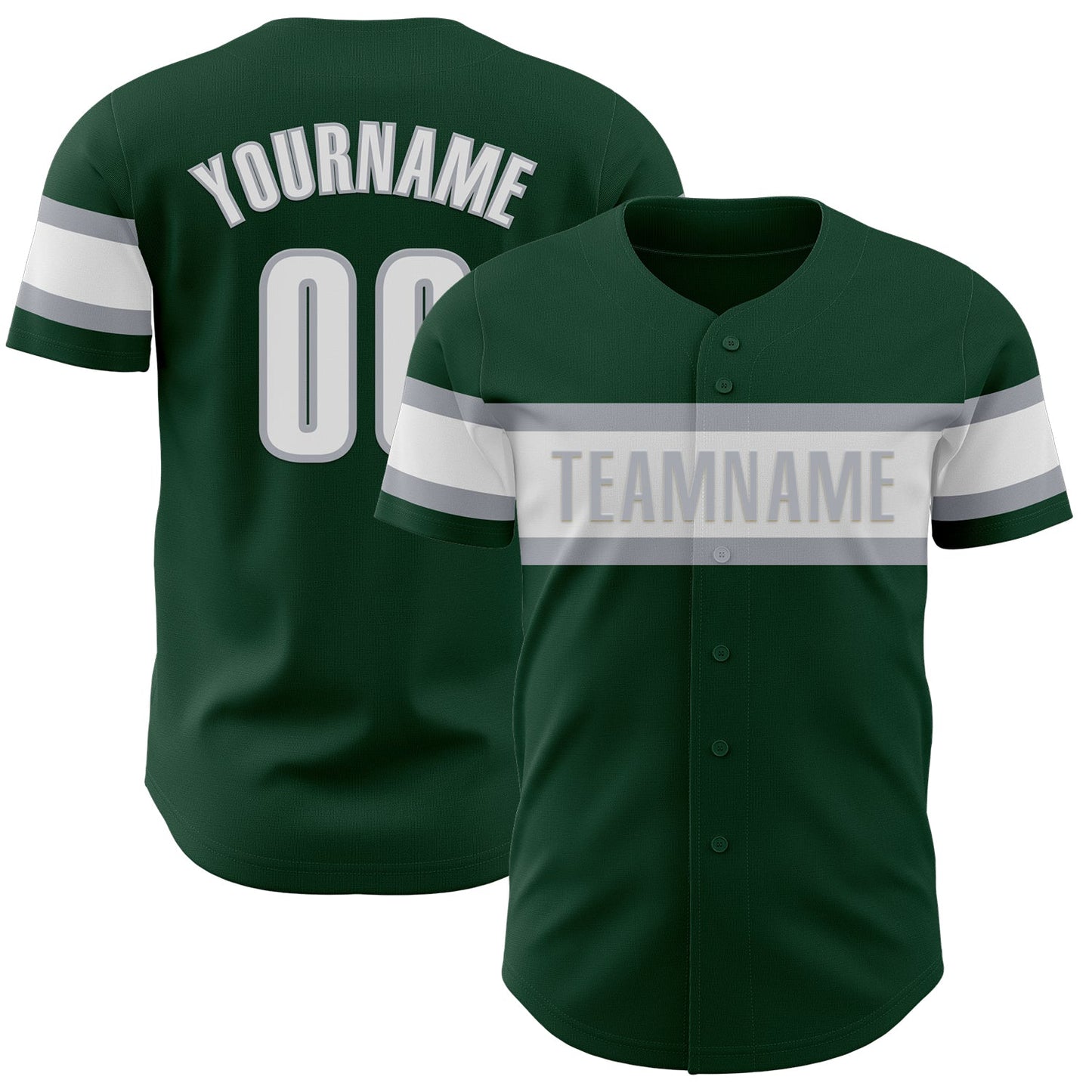 Custom Green White-Gray Authentic Baseball Jersey - Sky-Custom