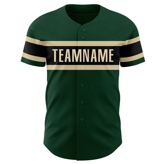 Custom Green Cream-Black Authentic Baseball Jersey - Sky-Custom