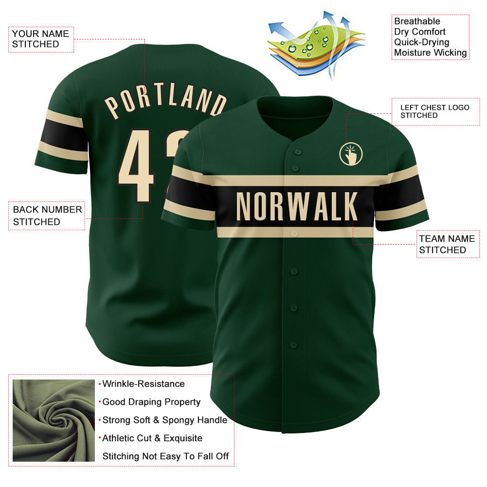 Custom Green Cream-Black Authentic Baseball Jersey - Sky-Custom