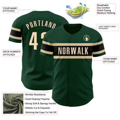 Custom Green Cream-Black Authentic Baseball Jersey - Sky-Custom
