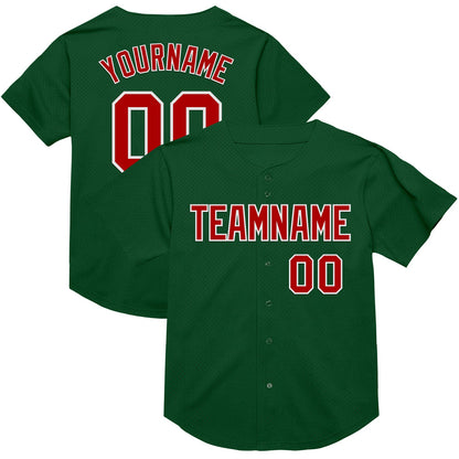 Custom Green Red-White Mesh Authentic Throwback Baseball Jersey - Sky-Custom