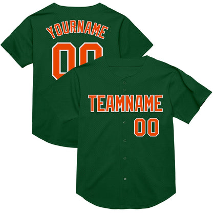 Custom Green Orange-White Mesh Authentic Throwback Baseball Jersey - Sky-Custom
