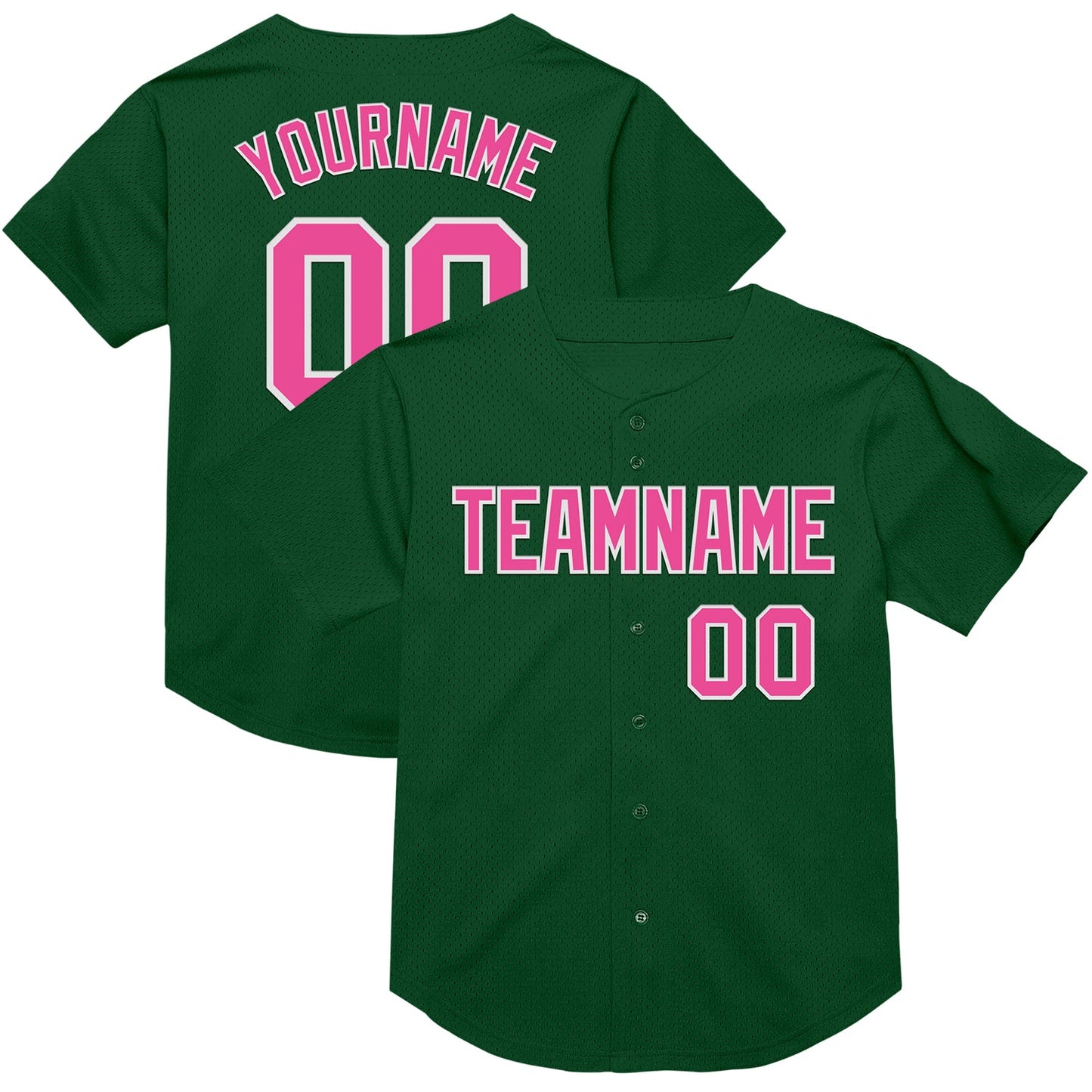 Custom Green Pink-White Mesh Authentic Throwback Baseball Jersey - Sky-Custom