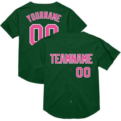 Custom Green Pink-White Mesh Authentic Throwback Baseball Jersey - Sky-Custom