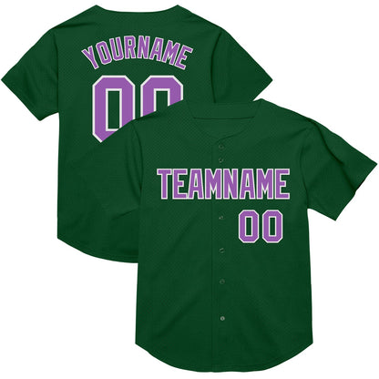Custom Green Medium Purple-White Mesh Authentic Throwback Baseball Jersey - Sky-Custom