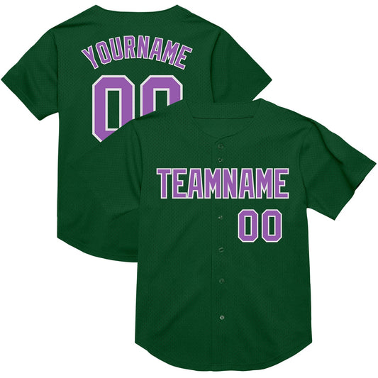 Custom Green Medium Purple-White Mesh Authentic Throwback Baseball Jersey - Sky-Custom