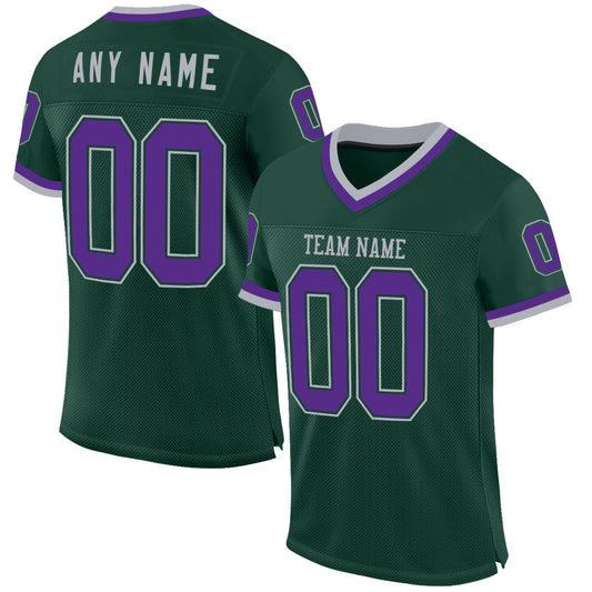 Custom Green Purple-Gray Mesh Authentic Throwback Football Jersey - Sky-Custom