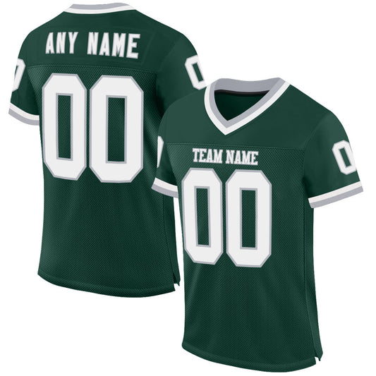Custom Green White-Gray Mesh Authentic Throwback Football Jersey - Sky-Custom