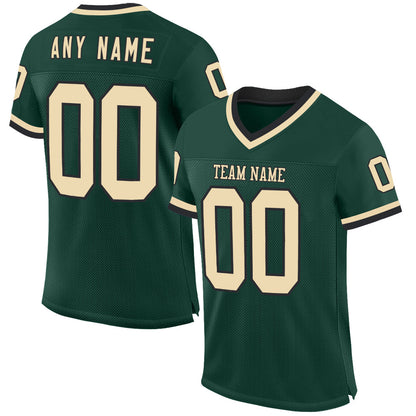 Custom Green Cream-Black Mesh Authentic Throwback Football Jersey - Sky-Custom