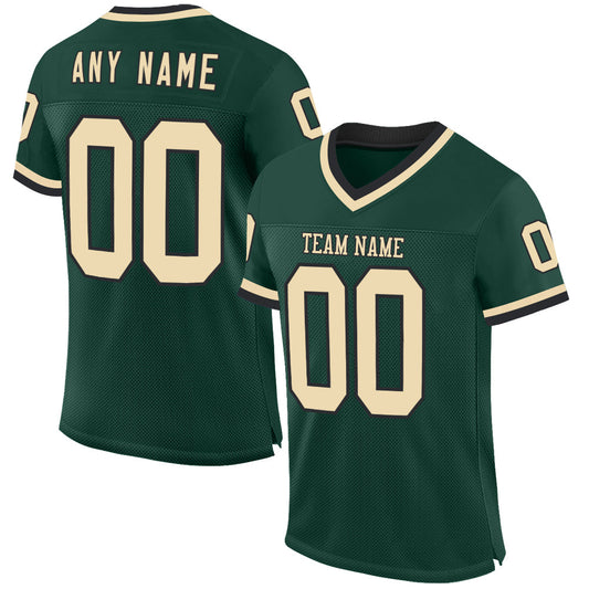 Custom Green Cream-Black Mesh Authentic Throwback Football Jersey - Sky-Custom