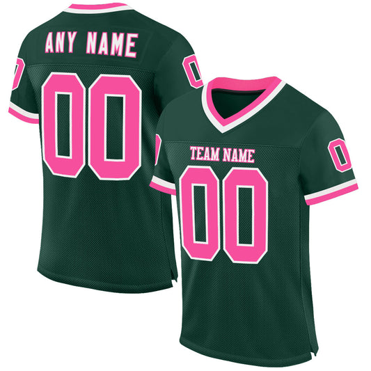 Custom Green Pink-White Mesh Authentic Throwback Football Jersey - Sky-Custom