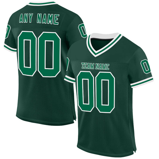Custom Green Kelly Green-White Mesh Authentic Throwback Football Jersey - Sky-Custom