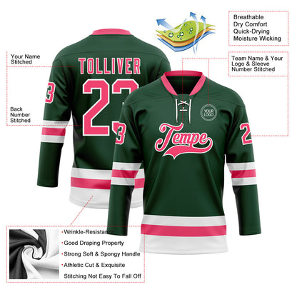 Custom Green Neon Pink-White Hockey Lace Neck Jersey - Sky-Custom