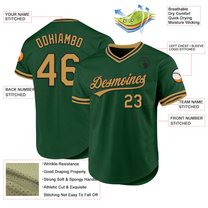 Custom Green Old Gold-Black Authentic Throwback Baseball Jersey - Sky-Custom
