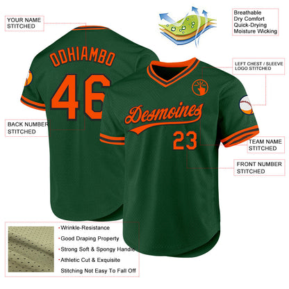 Custom Green Orange-Black Authentic Throwback Baseball Jersey - Sky-Custom