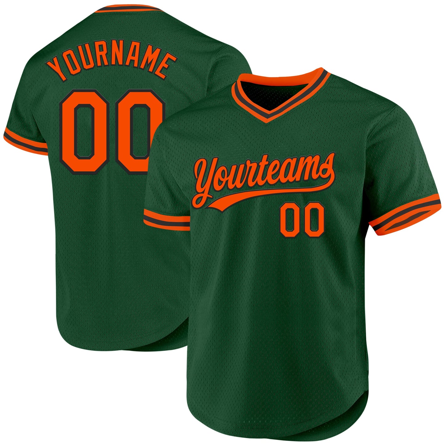 Custom Green Orange-Black Authentic Throwback Baseball Jersey - Sky-Custom
