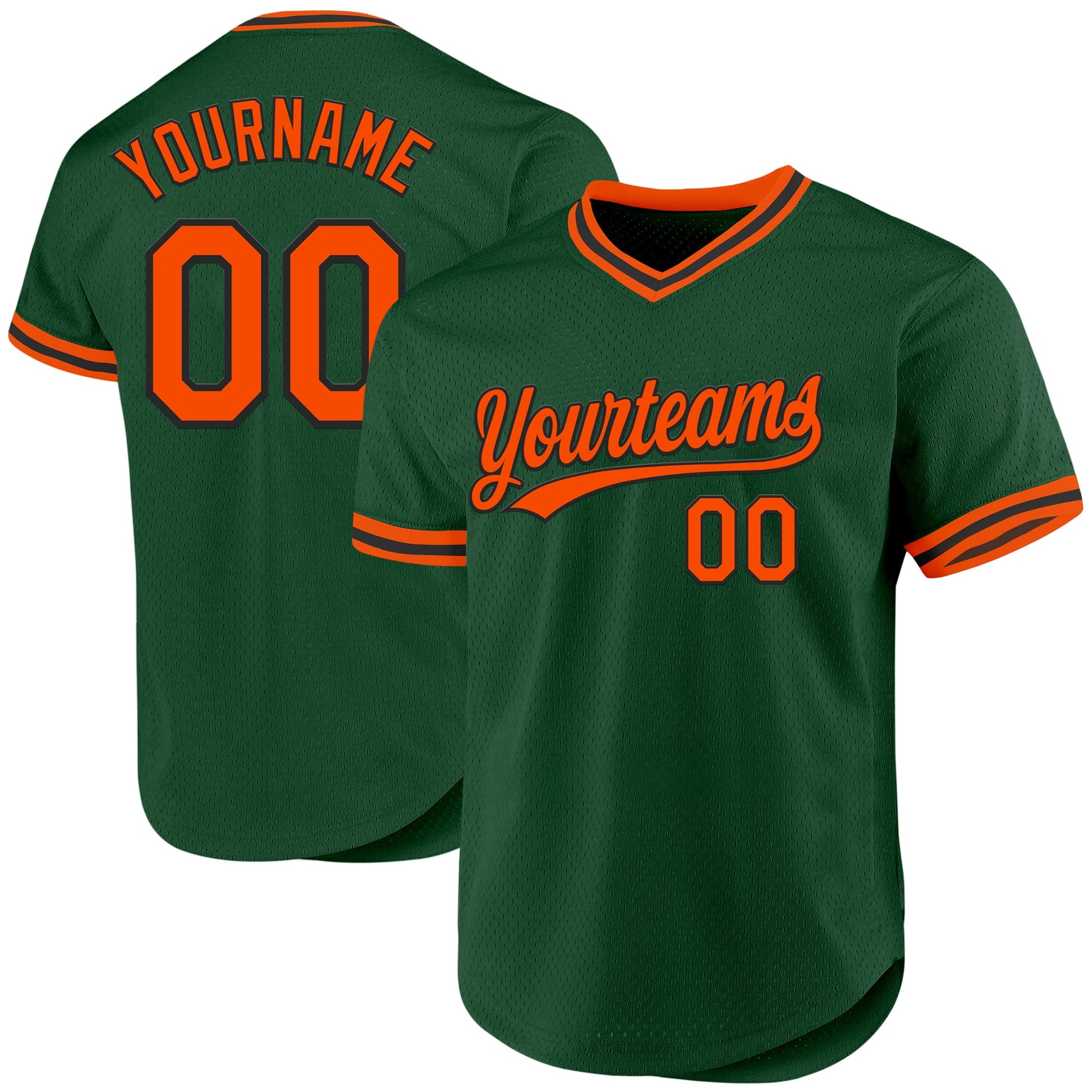 Custom Green Orange-Black Authentic Throwback Baseball Jersey - Sky-Custom