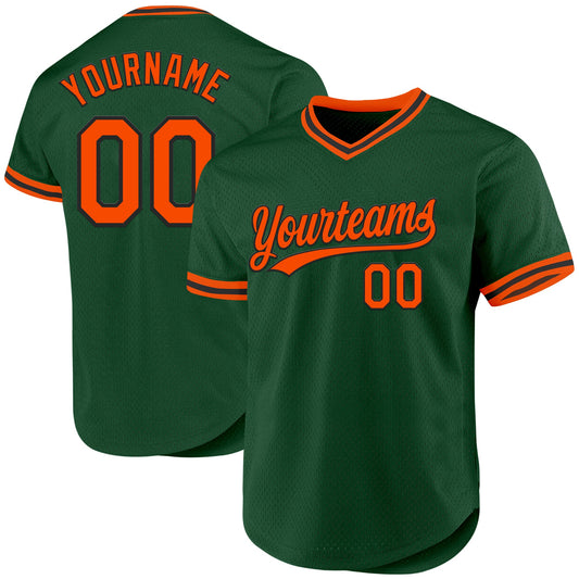 Custom Green Orange-Black Authentic Throwback Baseball Jersey - Sky-Custom