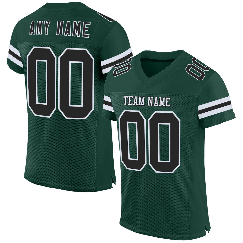Custom Green Black-White Mesh Authentic Football Jersey - Sky-Custom