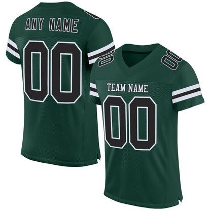 Custom Green Black-White Mesh Authentic Football Jersey - Sky-Custom
