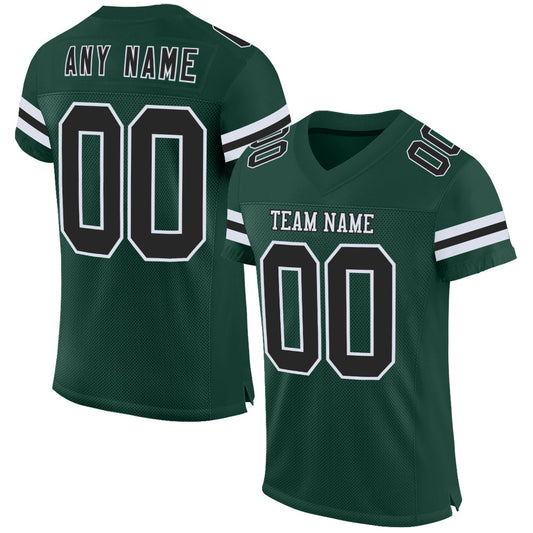 Custom Green Black-White Mesh Authentic Football Jersey - Sky-Custom