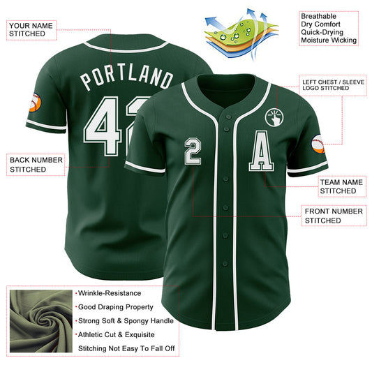 Custom Green White Authentic Baseball Jersey - Sky-Custom