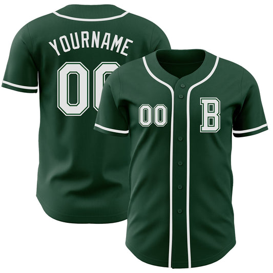Custom Green White Authentic Baseball Jersey - Sky-Custom