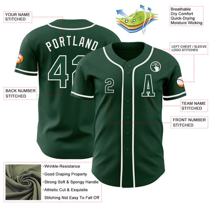 Custom Green White Authentic Baseball Jersey - Sky-Custom
