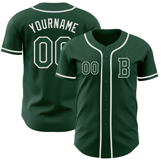 Custom Green White Authentic Baseball Jersey - Sky-Custom