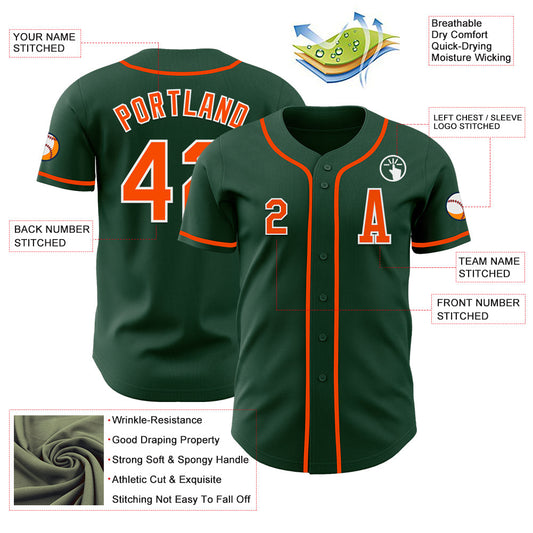 Custom Green Orange-White Authentic Baseball Jersey - Sky-Custom