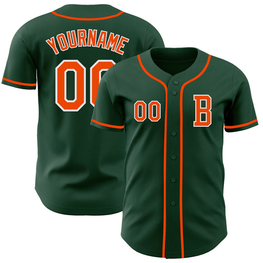 Custom Green Orange-White Authentic Baseball Jersey - Sky-Custom