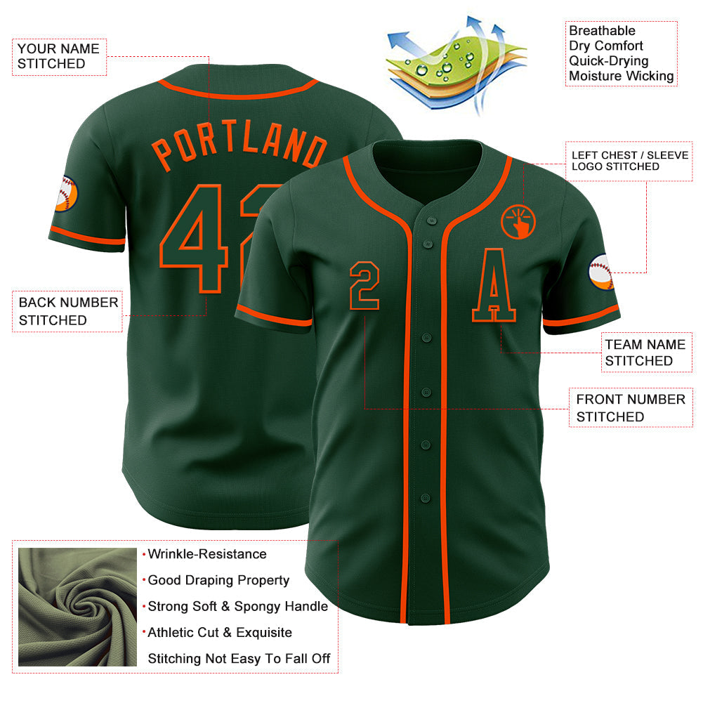 Custom Green Orange Authentic Baseball Jersey - Sky-Custom