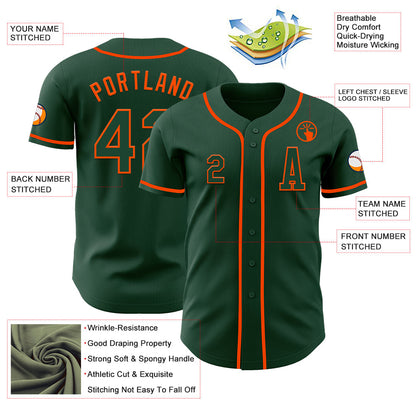 Custom Green Orange Authentic Baseball Jersey - Sky-Custom