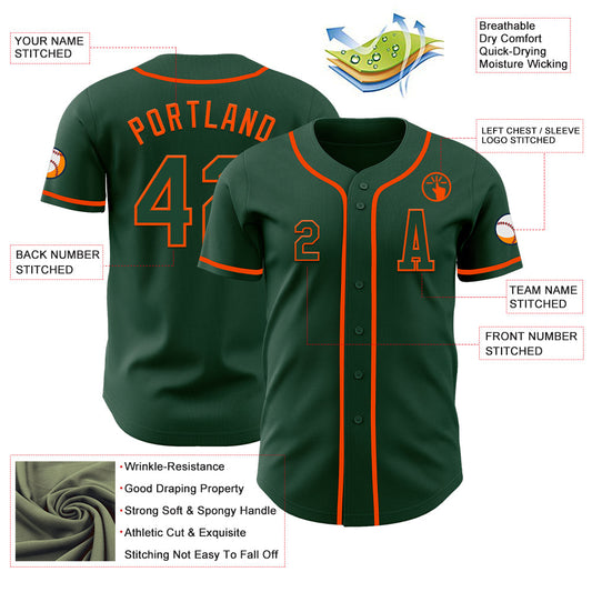 Custom Green Orange Authentic Baseball Jersey - Sky-Custom
