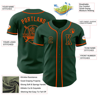 Custom Green Orange Authentic Baseball Jersey - Sky-Custom