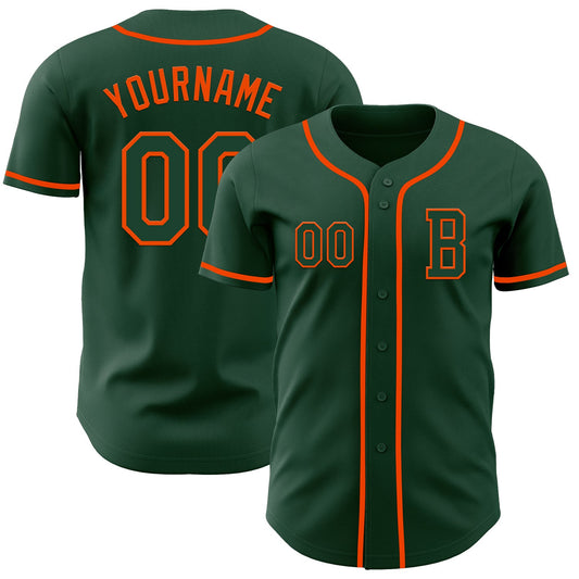 Custom Green Orange Authentic Baseball Jersey - Sky-Custom