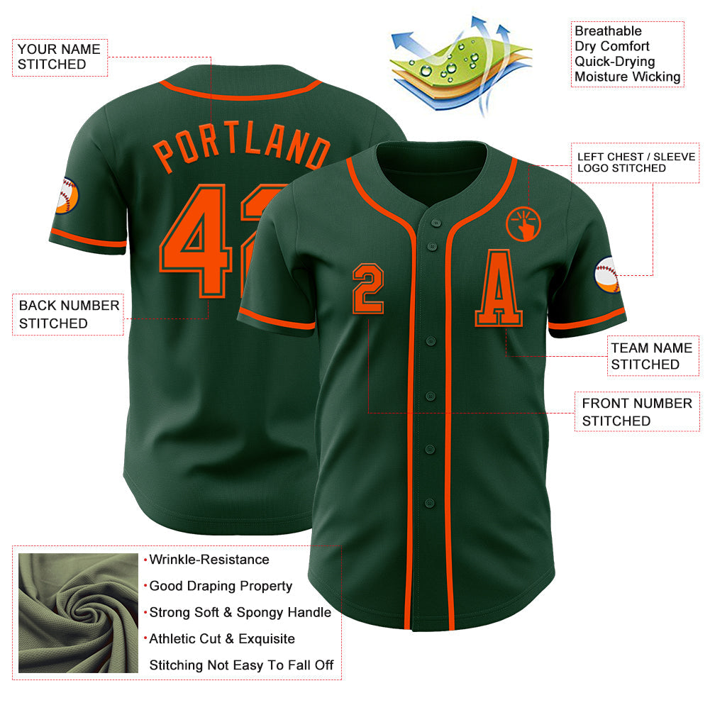 Custom Green Orange Authentic Baseball Jersey - Sky-Custom