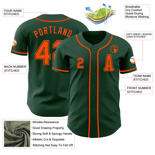 Custom Green Orange Authentic Baseball Jersey - Sky-Custom