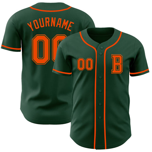 Custom Green Orange Authentic Baseball Jersey - Sky-Custom