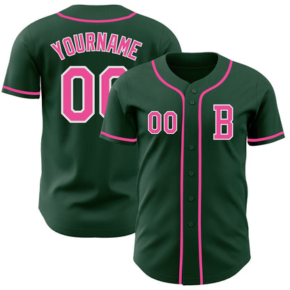 Custom Green Pink-White Authentic Baseball Jersey - Sky-Custom