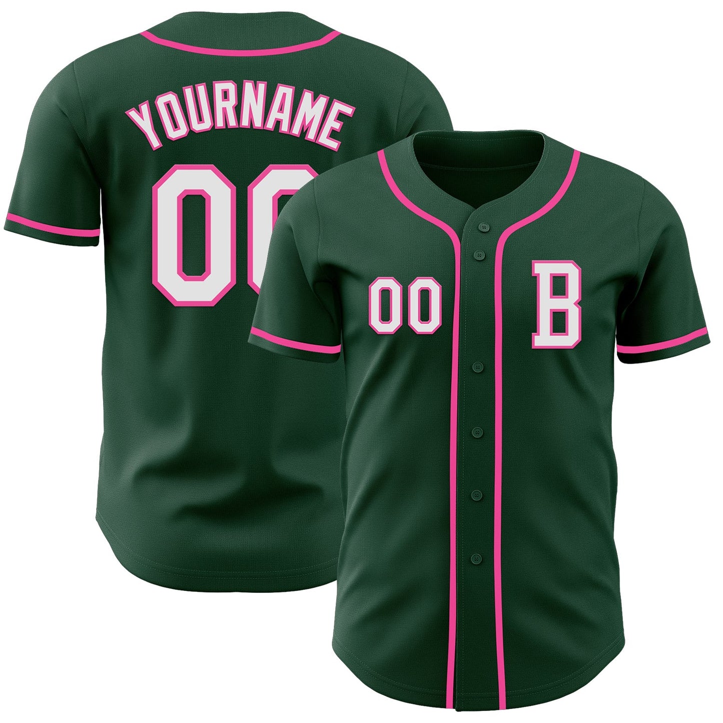 Custom Green White-Pink Authentic Baseball Jersey - Sky-Custom
