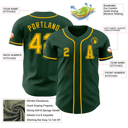 Custom Green Gold Authentic Baseball Jersey - Sky-Custom