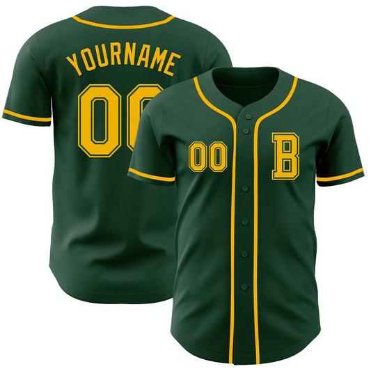 Custom Green Gold Authentic Baseball Jersey - Sky-Custom
