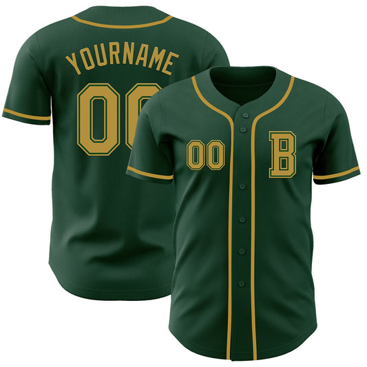 Custom Green Old Gold Authentic Baseball Jersey - Sky-Custom