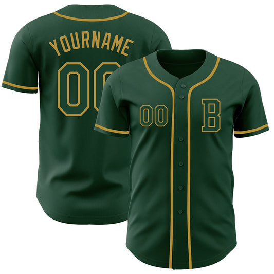 Custom Green Old Gold Authentic Baseball Jersey - Sky-Custom