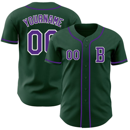 Custom Green Purple-White Authentic Baseball Jersey - Sky-Custom