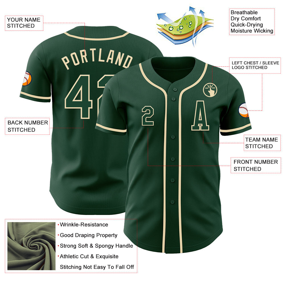 Custom Green Cream Authentic Baseball Jersey - Sky-Custom
