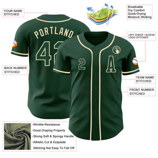 Custom Green Cream Authentic Baseball Jersey - Sky-Custom